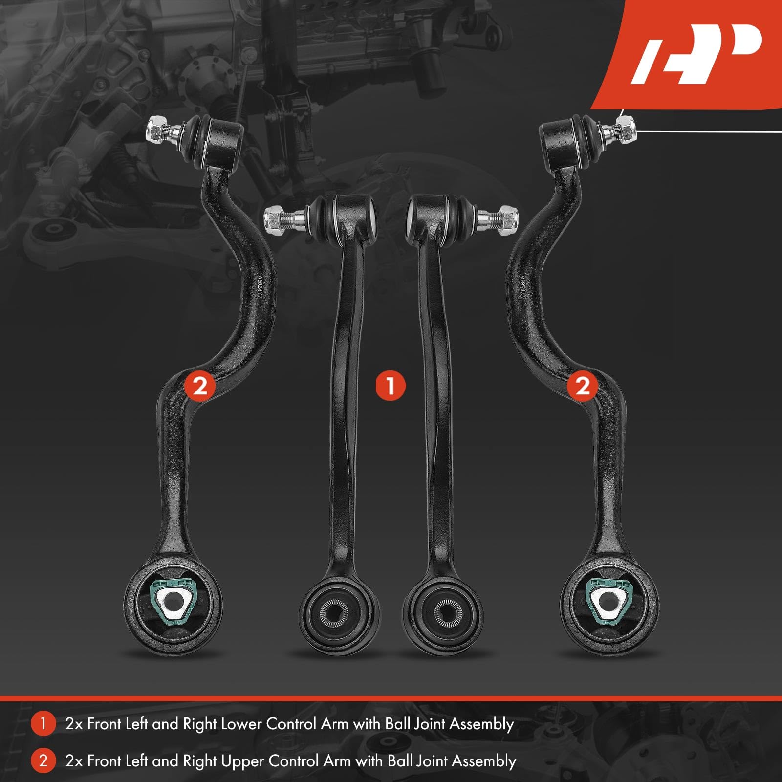 Amazon.com: A-Premium Set of 4, Front Upper & Lower Control Arm